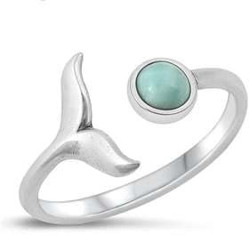 Joyara Sterling Silber 925 Larimar Wal Ring 52