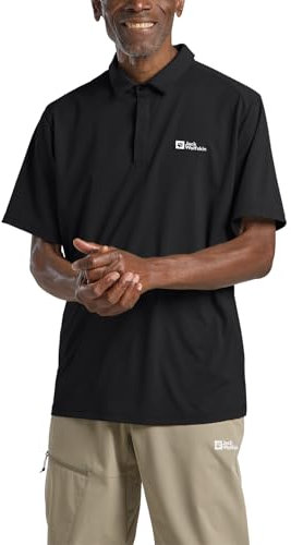 Jack Wolfskin Herren DELGAMI Polo M T-Shirt, Black, L