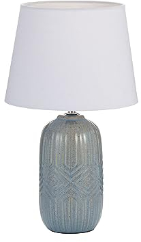 Pauleen 48321 Tischleuchte Glowing Hug E14 max. 20W Weiß, Graublau Stoff, Keramik Nachttischleuchte