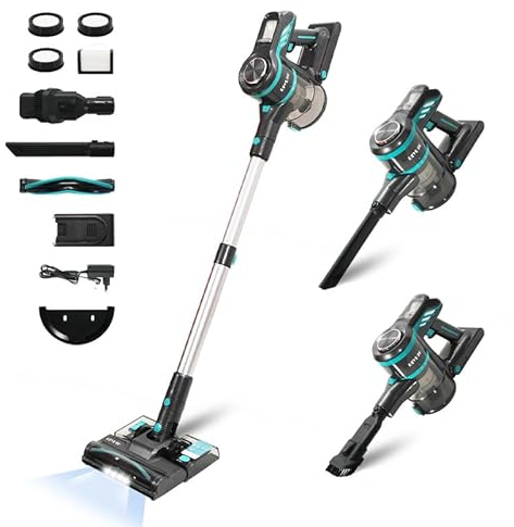 Diyuto Akku Staubsauger, Staubsauger mit Wassertank-Staubsauger & Mop 2 in 1 Schritt, 33Kpa/400W Leistungsstarke Saugleistung, 40-Min Lange Laufzeit, 6-Schicht Filter mit 4 HEPA, Ultra-leise & Leicht