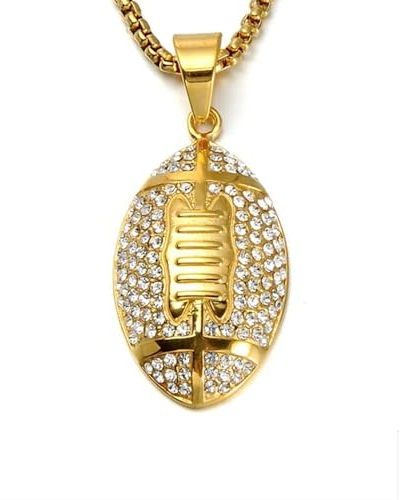bicup Halskette Ketten Schmuck Herren Frauen Anhänger necklace Rugby Lustige Männer Anhänger Halskette American Football Anhänger Mode Accessoire