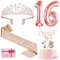 16. Geburtstag Mädchen Deko, 16. Geburtstag Krone und Schärpe, Happy Birthday Tortendeko Kerzen, Luftballons Rosegold, Geschenke für Mädchen 16 Jahre