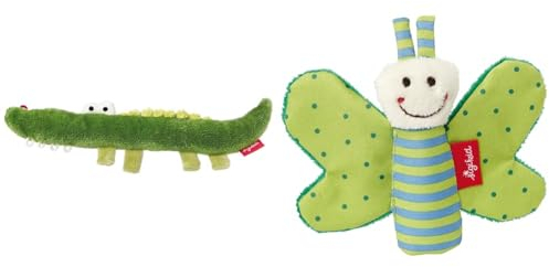 SIGIKID 41178 Rassel Krokodil Red Stars Mädchen und Jungen Babyspielzeug empfohlen ab Geburt grün & 41179 Greifling Schmetterling Red Stars Mädchen und Jungen Babyspielzeug empfohlen ab Geburt grün