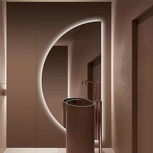 Specchio cosmetico a LED a Mezzaluna, Specchio da Bagno Grande 50 * 100 cm, Antiappannamento Oscurante, Specchio da Parete con Luce a 3 Colori, Decorazioni per la casa per ingressi di vanità (Colore