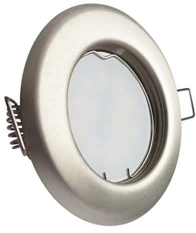 CONCEPTRUN LED Einbaustrahler Edelstahl gebürstet | rund | Lochmaß Ø 55mm - 75mm | Einbautiefe 55mm | Anschlussfertig mit MR16 12V Fassung Farbe 5W LED warmweiß MR16 12V
