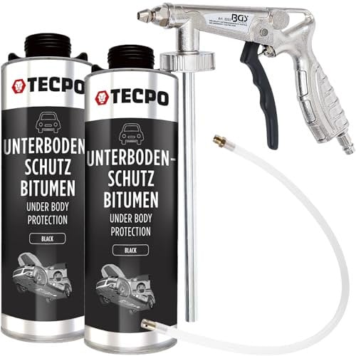2x 1 L Unterbodenschutz Bitumen Schwarz Steinschlagschutz + Druckluft Unterbodenschutz Pistole