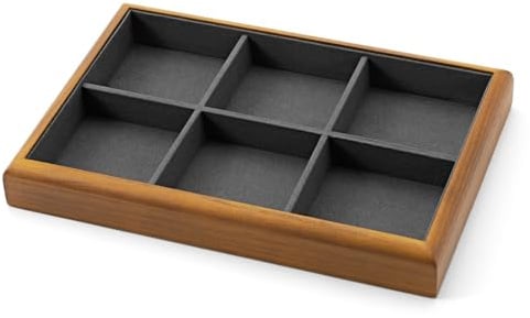 Oirlv Jewellery Tray with 6 Compartments Stackable Jewellery Storage Tray | Ideal For Storing And Displaying Small Accessories Such As Rings, Earrings, Necklaces , Scratch Resistant Microfibre Lining,