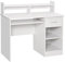 DecHome - Scrivania Compatta per Computer in Legno Bianco con Ripiano Tastiera Estraibile 104x48x95.5cm