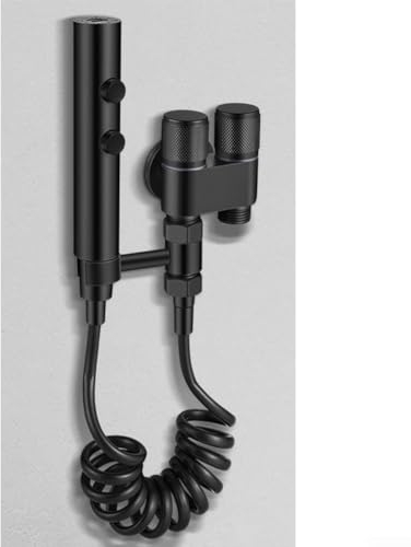Bidet Sprayer Set, Handheld Bidet Sprayer Set Dual Angle Valve Stainless Steel Shower Toilet Bidet for Washroom, Bathroom, Garden(Black)