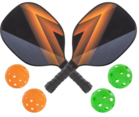 Idena 40252 - Juego de Pickleball con 2 Raquetas de pádel, 2 Pelotas de Interior y 2 Pelotas de Exterior, Incl. Red de Almacenamiento
