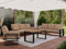 MKS MEBLE Gartenmöbel Metall wetterfest, Outdoor Möbel Sitzgruppe, Gartenmöbel Set 7 Personen, Lounge Sofa Outdoor 3 Sitzer, Gartenlounge Set mit Esstisch, Lounge Sessel Garten, Beige - ELBA 3