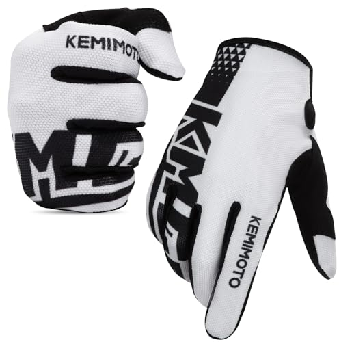 KEMIMOTO Fahrrad- & Motocross-Handschuhe Damen und Herren, Atmungsaktiv Touchscreen Kompatibel Handschuhe, Rutschfestes Stoßdämpfende Radsporthandschuhe für MTB Fitness
