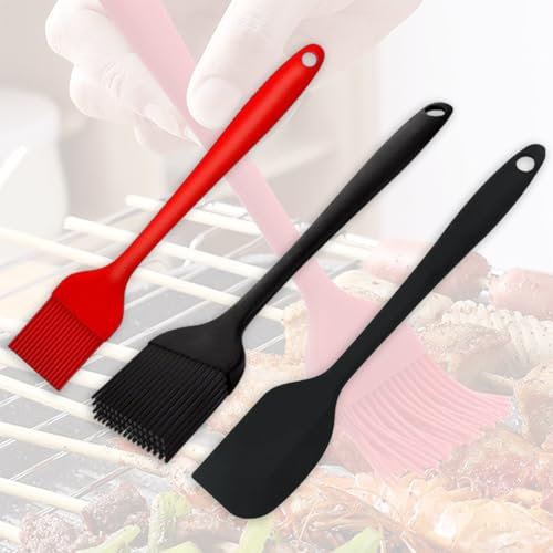 QOWUXHZ 2 Pièces Pinceau Cuisine Silicone Pinceau Et 1 Pièce Spatules Silicone Cuisine Pinceau Patisserie Silicone Po Résistante À La Chaleur Pinceau Patisserie Professionnel