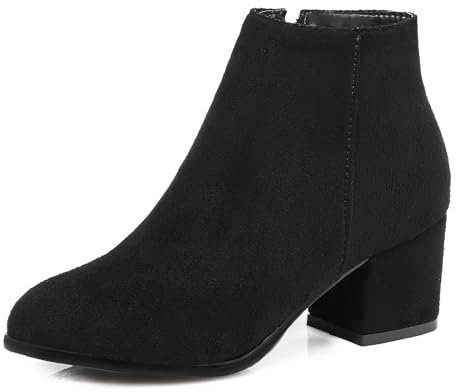 Bviennic Donna Tacco a Blocco Stivali con Cernieras Tacco Medio Stivaletti Chiuse Davanti Zip Semplici Quotidiana Boots, X58991My Nero Numero 33.5 EU/33Cn