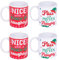 YöL Set Of 4 Naughty Or Nice Christmas Mugs White And Red Party Xmas Mug Set Home Kitchen Festive Gift