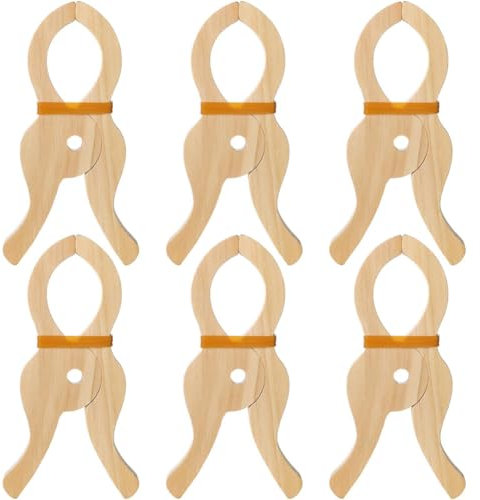 CosyCaya 6 Piezas de Clips de Madera para Juegos, Juguetes con Clips Gigantes Hechos A Mano, Clips de Madera para Cortinas, Armarios, Balcones, Clips de Madera Creativos