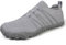 Barfußschuhe Damen Herren Breite Barfuss Schuhe Laufschuhe Zero-Drop Sohlen Zehenschuhe Traillaufschuhe Leichte Atmungsaktiv Fitnessschuhe Komfort rutschfest Straßenlaufschuhe Unisex(Grau 46EU)