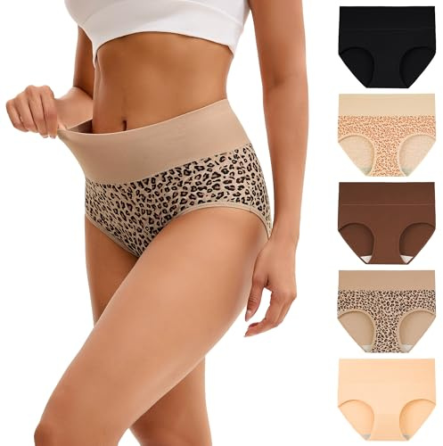 INNERSY Unterhosen Damen Baumwolle Slips Hohe Taille Unterwäsche 5er Pack | 100% Baumwoll Schritt, Taillenslip Atmungsaktiv, High Waist Slip, Stretch Damenunterwäsche, Volle Abdeckung, Sport/Alltag