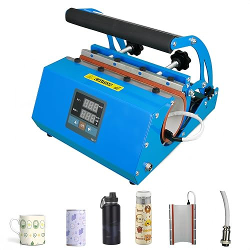 Tumbler Heat Press Machine, 11-30oz Mug Heat Press for DIY Blank Skinny Glass Jar Can Coffee Cup Beer Stein, Portable Heat Transfer Sublimation Print Machine with Adjustable Time Temperature, Blue