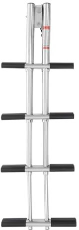 Scala telescopica per barche, 4 gradini, scala telescopica antiscivolo, in acciaio inox, regolabile in altezza, pieghevole per barche, yacht, piscine, ecc., portata 408 kg