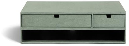 BIGSO TED Monitorständer – praktische Bildschirmerhöhung mit integrierten Schubladen und Kabelöffnung – Bürobedarf aus Faserplatte mit Papier – mintgrün