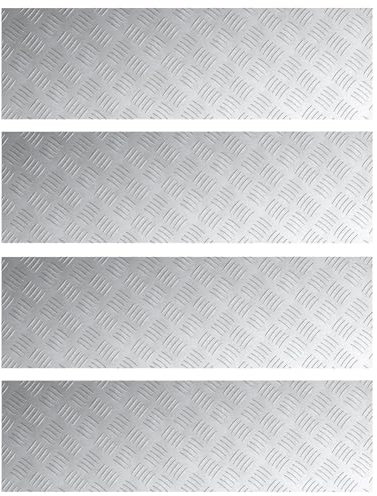 vidaXL Texturierte Aluminium Treppenstufen Rutschfeste Sicherheitsteppiche Für Innen/Außen Nutzung 4er Pack Geometrisches Design Abriebfest Größe 100 X 30 0,2 cm Haltbar Innen Außen Industriell