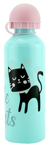 500ml Kids Aluminium Water Bottle – Little Cat Design, BPA-Free & Leakproof – Lightweight Drinking Flask for School, Sports, Travel, Hiking & Outdoor Activities – Ideal for Summer Girls Aged 3+