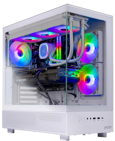 Skytech Gaming Azure 3 Desktop PC, Ryzen 7 9700X 3.8 GHz (5.5GHz), NVIDIA RTX 5060, 1TB NVMe SSD, 32GB DDR5 RAM 6000 RGB, 850W Gold ATX 3 PSU, 360mm ARGB AIO, Wi-Fi, Win 11