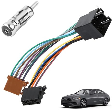BOULESENM Adattatore Autoradio,Universale Radioadapter,Adattatore Iso Autoradio,Cavo adattatore 16 Pin a Iso,Cavo Autoradio con Linee di Controllo del Volante e Inversa