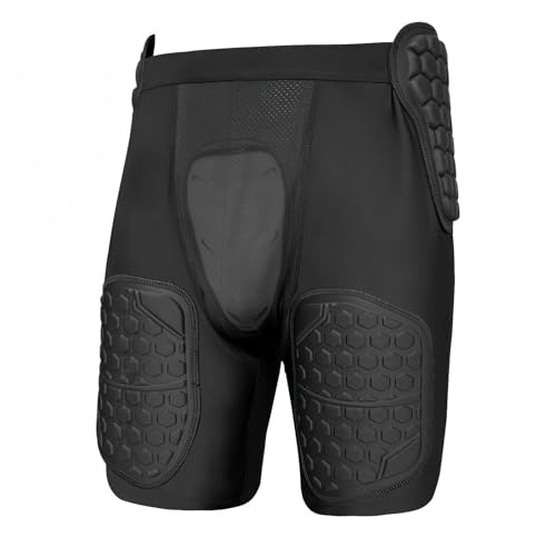 Topeter 5-Pad Fußballgürtel mit Hüft-, Oberschenkel- und Steißbeinschutz, gepolsterte Kompressionsshorts mit Cup-Tasche