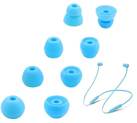 UOWGA Replacement Eartips Compatible with Beats Flex, 4 Pairs Replacement Earbuds Silicone Ear Tips for Beats Flex Wireless Earbuds Eargels Set - Small, Medium, Large and Double Flange. (blue)