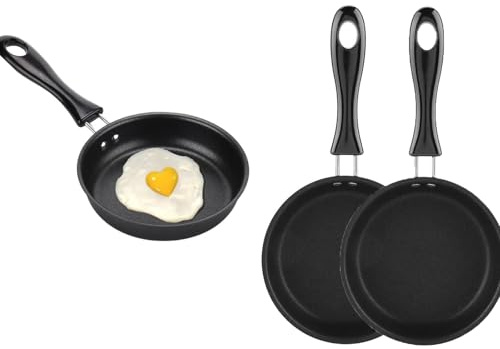 Zbssny 3pcs Mini Non-Stick Frying Pan, Mini Frying Pan for One Egg,Non-Stick Perfect for Single Egg Cooking, Suitable for Gas and Inductio,12cm Diameter, Black