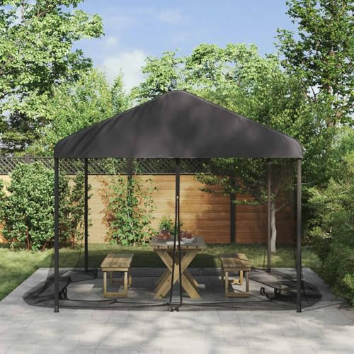 Ziaphsol Zanzariera per Gazebo 220 Mesh Nero Poliestere 4x3x2 m con e Zip per Esterno Terrazzo Balcone Tenda