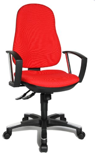 Topstar 9020AG21, Trend SY 10, Bürostuhl, Schreibtischstuhl, ergonomisch, mit Armlehnen, Bezugsstoff rot, 45D x 46W x 115H cm