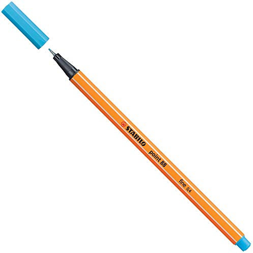 STABILO point 88 blau 1pièce (S) Ende – Kugelschreiber dünner (blau, blau, orange, Metall, 0,4 mm, 1 Stück (S))
