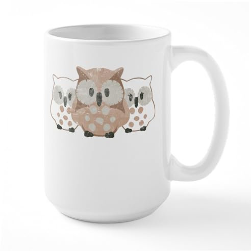 CafePress Vintage Owls Large Mug 15 oz (444 ml) Ceramic Coffee Mug