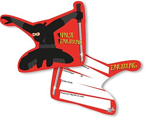DH-Konzept 6 Einladungskarten * Ninja * für Kindergeburtstag oder Party Kinder Geburtstag Party Einladung Einladungen Karten Mottoparty Kämpfer Fighter