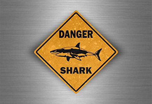 Akachafactory Aufkleber, für Auto, Motorrad, Tuning, Motiv Hai, Aufschrift „Danger Shark“