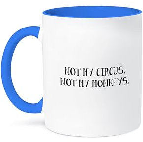 3dRose mug_221163_6 Circus, Not My Monkeys Zweifarbige Tasse, Keramik, blau