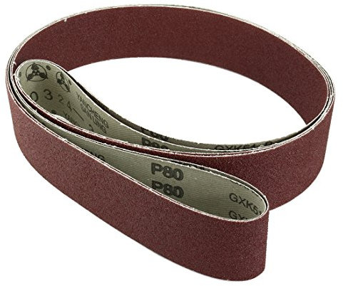 Sourcingmap 2-Inch x 72-Inch Aluminum Oxide Sanding Belt 80 Grits Sandpaper Lapped Joint for Belt Sander 2pcs