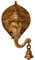 Purpledip Messing Antik-Finish Ganesha-Kopf mit Glocke Wandbehang (10768b)