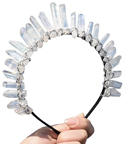 GRACEART Kristall Quarz Tiara Meerjungfrau Krone Stirnband (Weiß)
