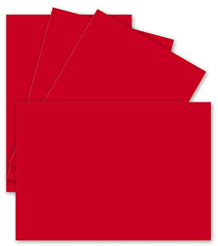 50 Einzel-Karten DIN A6-10,5 x 14,8 cm - 240 g/m² - Rot - Tonkarton - Bastelpapier - Bastelkarton- Bastel-karten - blanko Postkarten