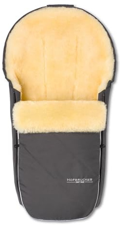 Hofbrucker Winter Lammfell-Fußsack Toni für Babyschalen | Fußsack für Herbst/Winter/Frühjahr für Kinderwagenwanne & Maxi Cosi ab Geburt