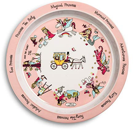 Tyrrell Katz Kids Princess Printed Plate in Pink Melamine - Dishwasher Safe Children's Outdoor Dining Everyday Tableware - 21.5 cm