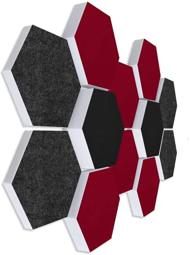 platino24 Schallabsorber COLORE aus Basotec G+ I Akustikpaneele mit Akustikfilz I 3D Wand-Paneele mit 12 Waben in Multicolor I Akustikplatten zur Schalldämmung in Büro, Studio & Wohnung