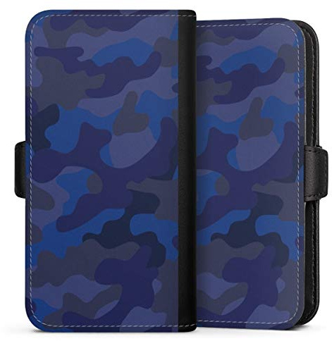 Flip Case kompatibel mit Apple iPhone 7 Handyhülle aus Kunst Leder schwarz Klapphülle Camouflage Bundeswehr Black & Bold