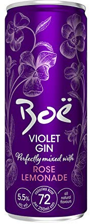 Boë Violet Gin Can - Flavoured Gin Mix - 12 x 250ml - 5.5% Alc Vol - Ready to Drink Can