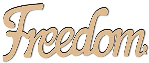 CREATCABIN Panneau en Bois Découpé au Laser Art Mural LIBERTÉ Lettre Signe Décoratif Sculpture Murale Suspendu Décor Inachevé pour Pendaison Crémaillère Porte Mur Décoration Chambre 25 x 10 x 0.6cm