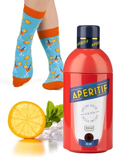soxo Getränke Socken Damen Geschenke Für Frauen Lustige Geschenk Bunte Damensocken 35-40 Aperitif 1 Paar